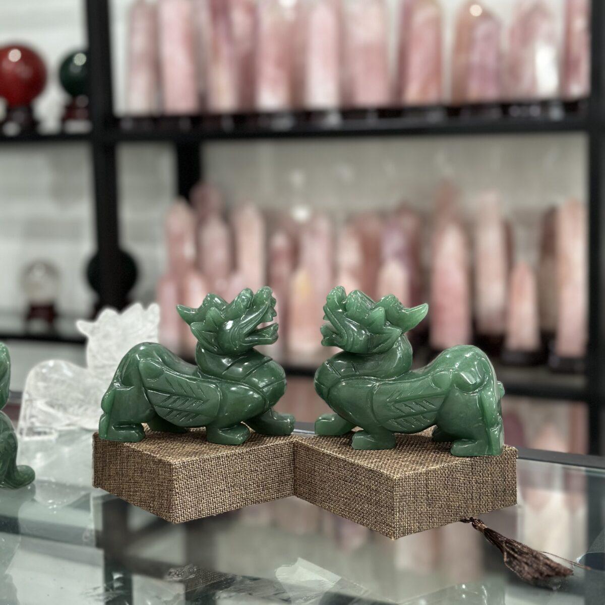 Tỳ Hưu Phong Thủy Đá Thach Anh Xanh