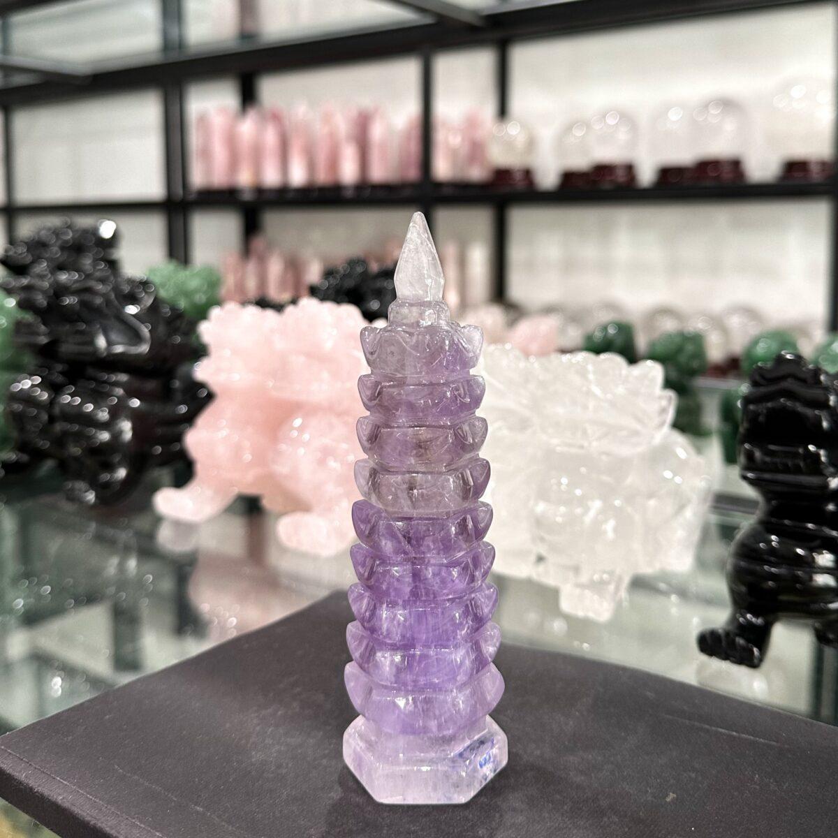 tháp văn xương đá thạch anh tím