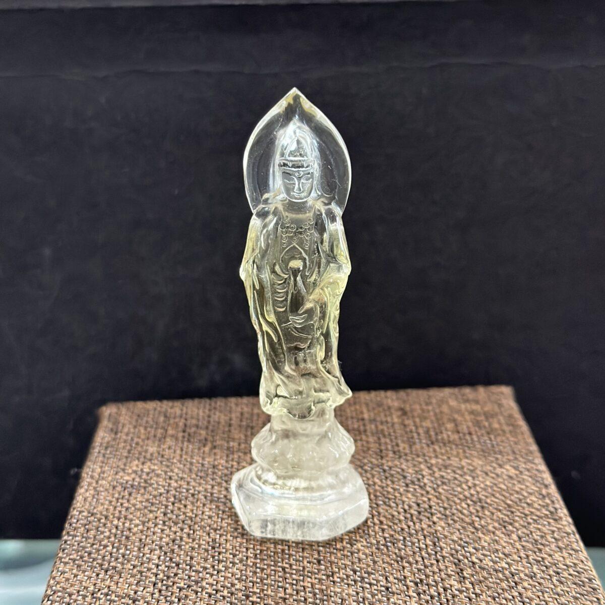 Tượng Phật Quan Âm Đá Thạch Anh Vàng