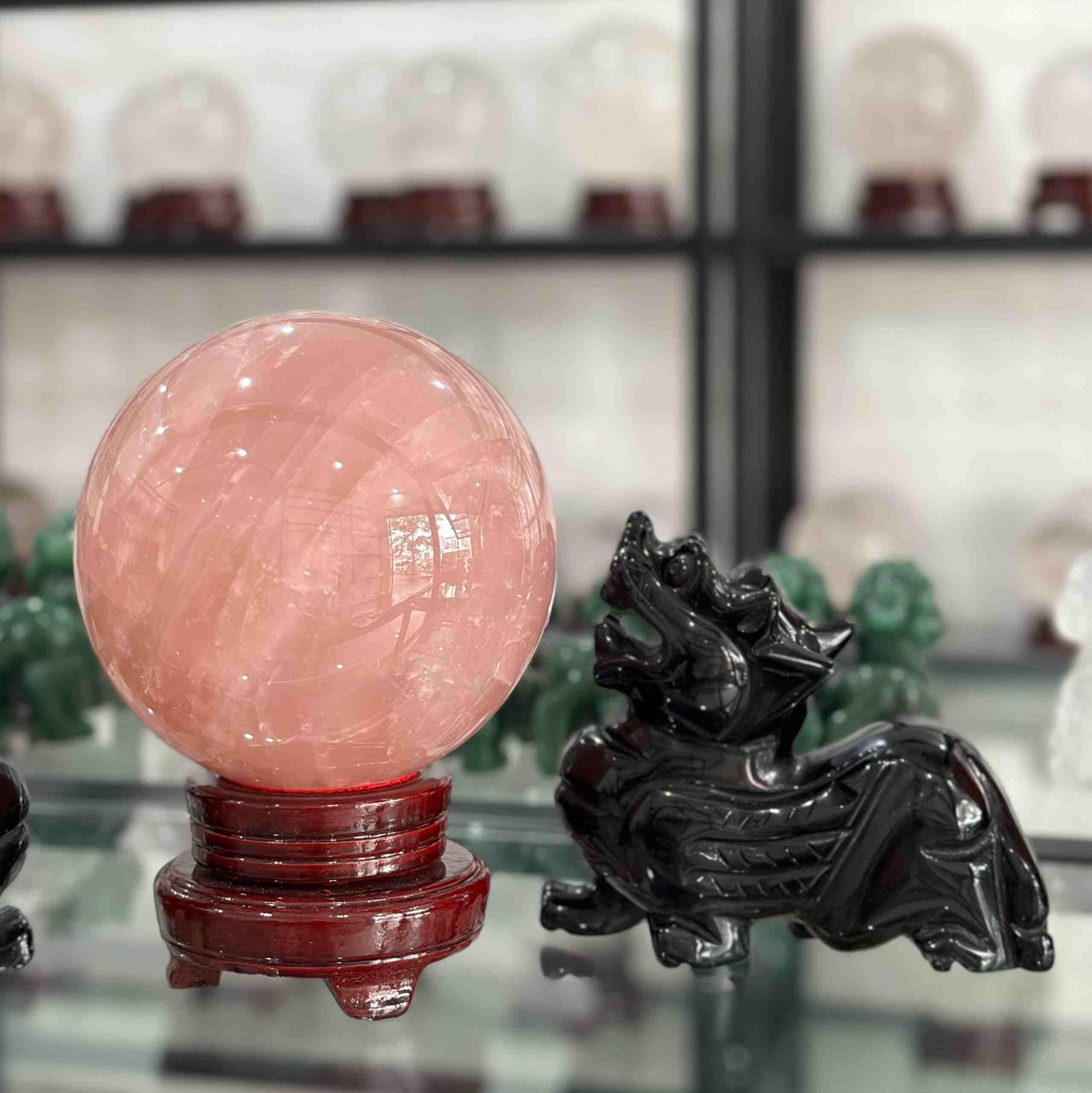 quả cầu đá thạch anh hồng